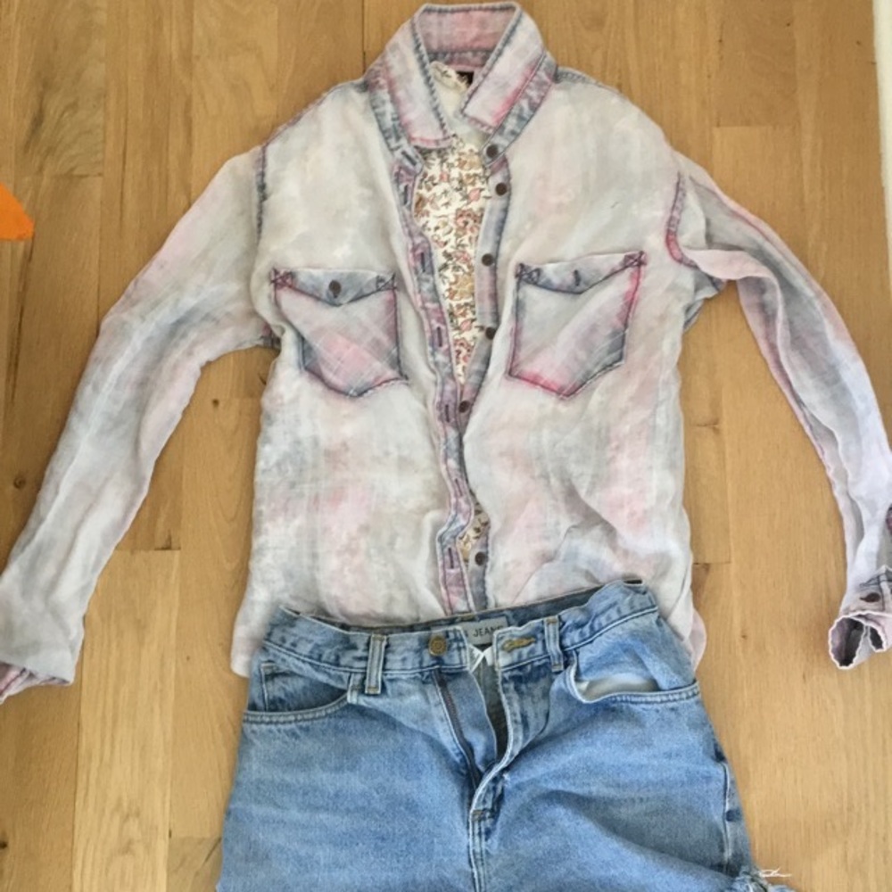 UO faded plaid button up